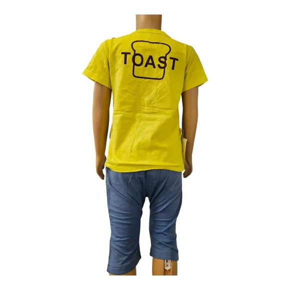 3T  Boys Blue, Yellow, Red BowTie Shorts and Tshirt Faux Suit 2pcs Set - Picture 7 of 7